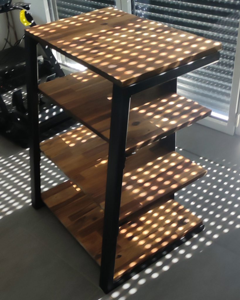 meuble hifi en alu thermolaqué et bois